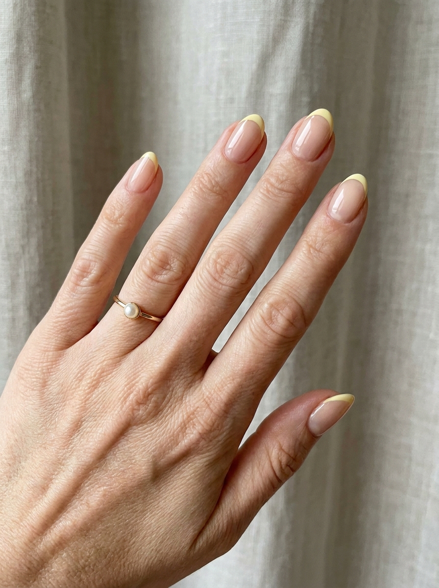 Buttery Yellow Micro French mit hauchdünnen gelben Spitzen